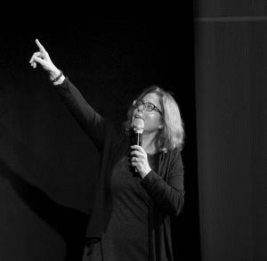 Photo of Rabbi Dalia Marx pointing